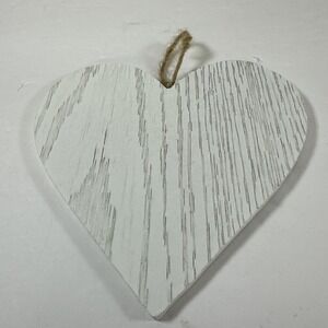 Wooden Heart Ornaments DIY White Wood Grain Set Of 7